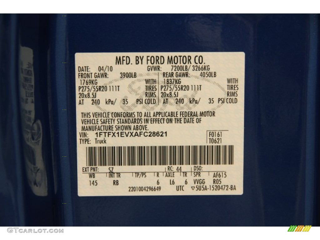 2010 F150 FX4 SuperCab 4x4 - Blue Flame Metallic / Black photo #17