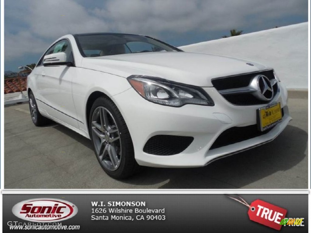 2014 E 350 Coupe - Polar White / Silk Beige/Espresso Brown photo #1