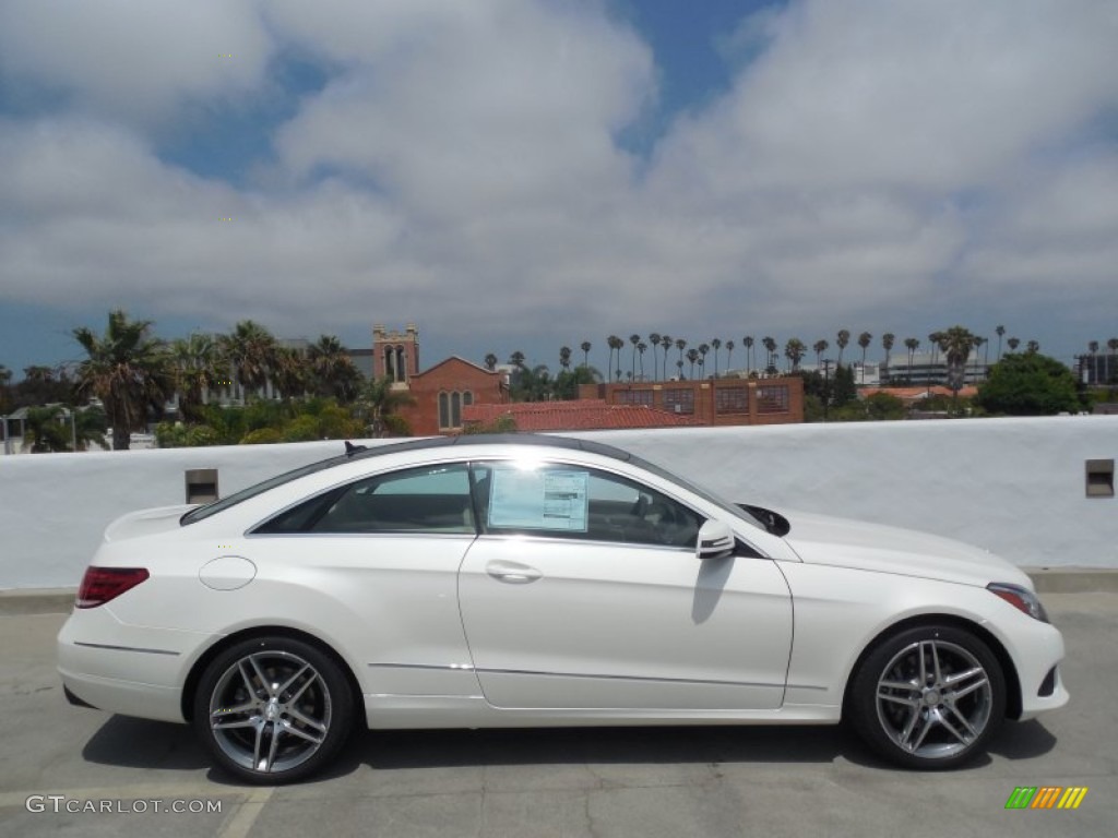 2014 E 350 Coupe - Diamond White Metallic / Silk Beige/Espresso Brown photo #3