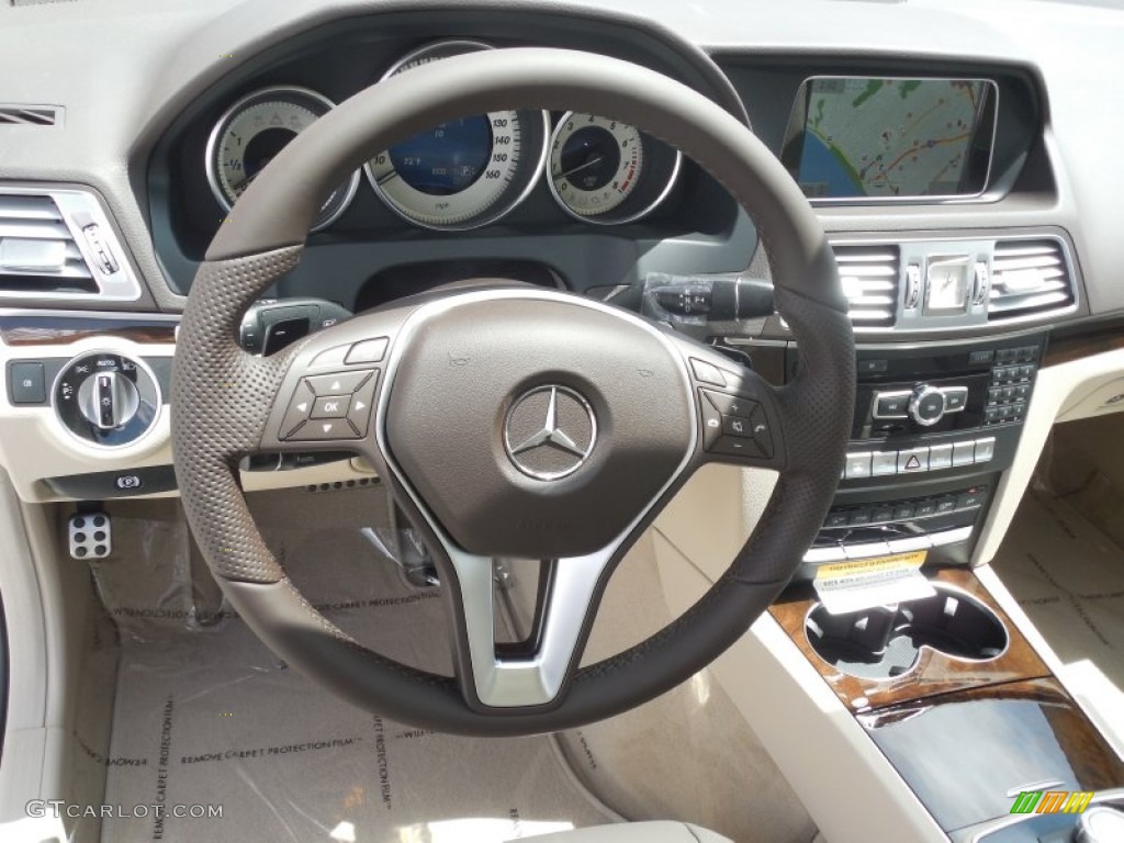 2014 E 350 Coupe - Diamond White Metallic / Silk Beige/Espresso Brown photo #9