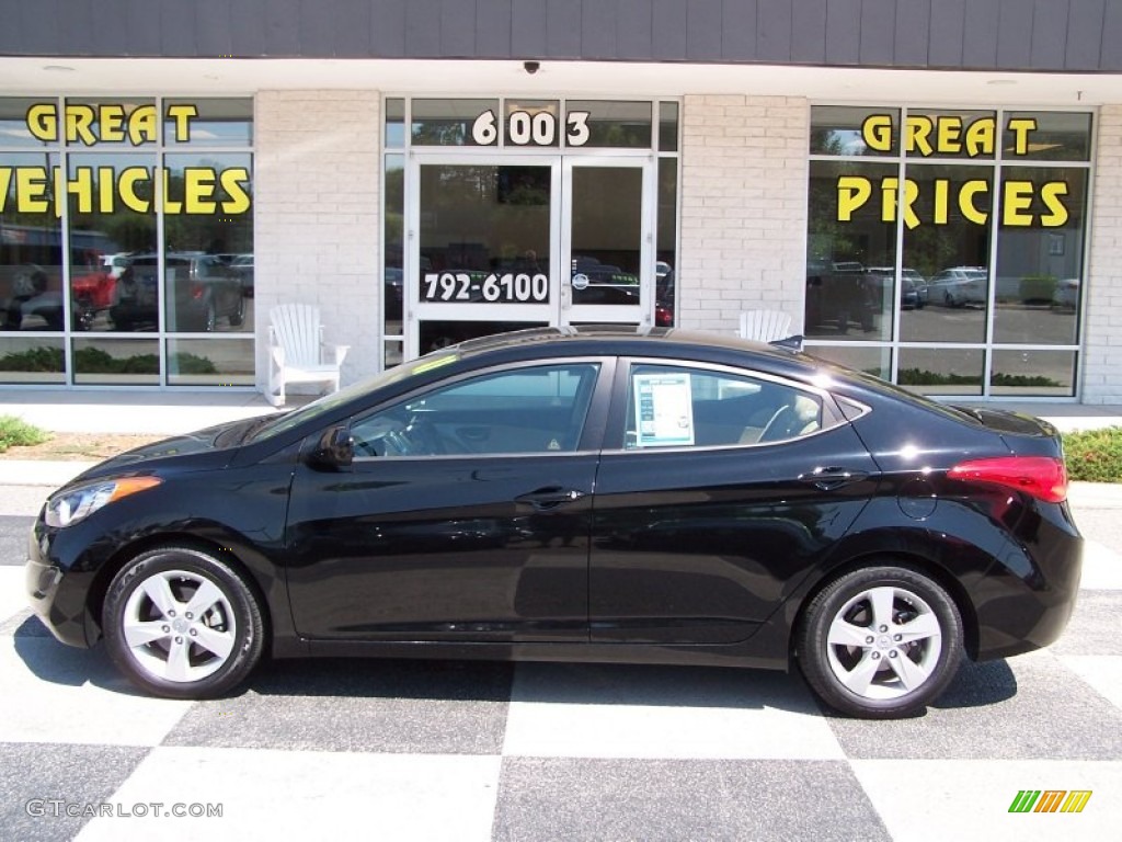 2011 Elantra GLS - Black Noir Pearl / Beige photo #1