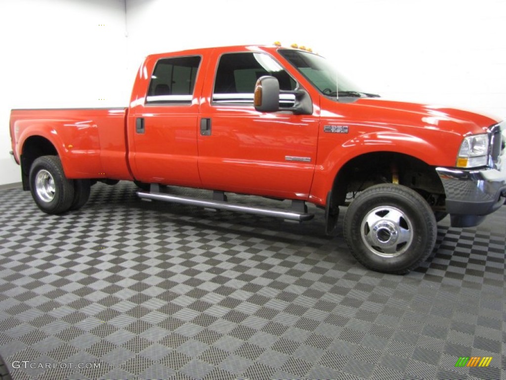 2004 F350 Super Duty XLT Crew Cab 4x4 Dually - Red / Medium Flint photo #3