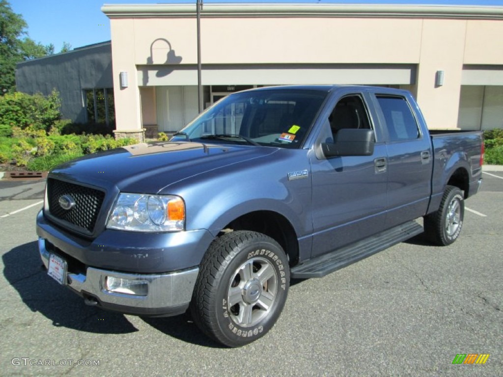 2005 F150 XLT SuperCrew 4x4 - Medium Wedgewood Blue Metallic / Medium Flint/Dark Flint Grey photo #3