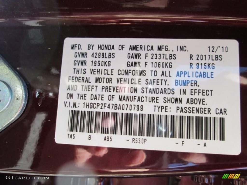 2011 Accord LX-P Sedan - Basque Red Pearl / Ivory photo #27