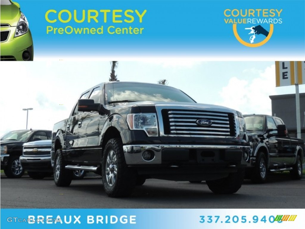 2011 F150 XLT SuperCrew 4x4 - Tuxedo Black Metallic / Steel Gray photo #1