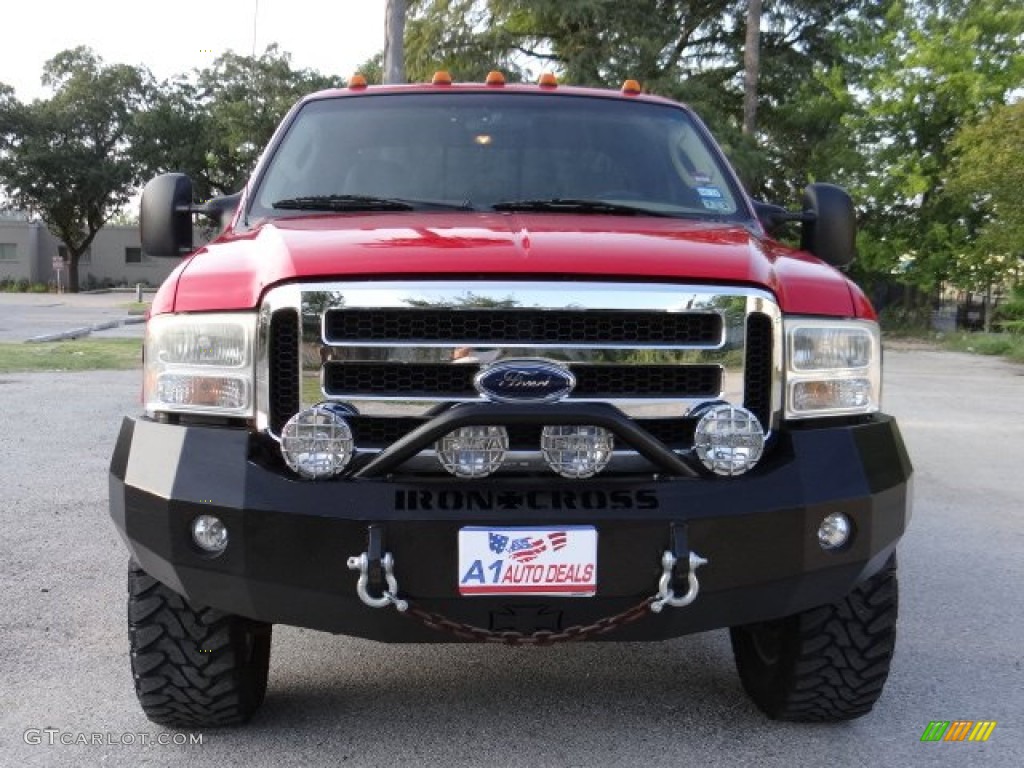 2005 F250 Super Duty Lariat Crew Cab 4x4 - Red Clearcoat / Tan photo #1