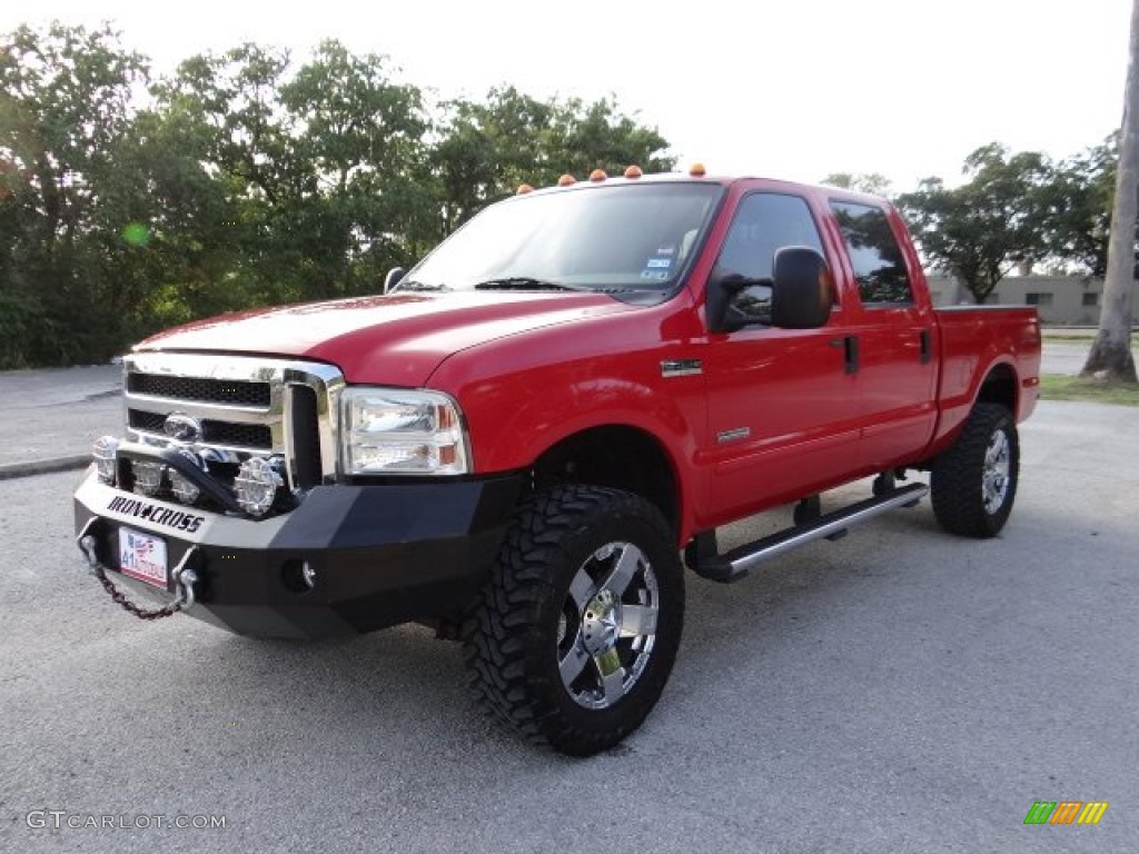 2005 F250 Super Duty Lariat Crew Cab 4x4 - Red Clearcoat / Tan photo #4