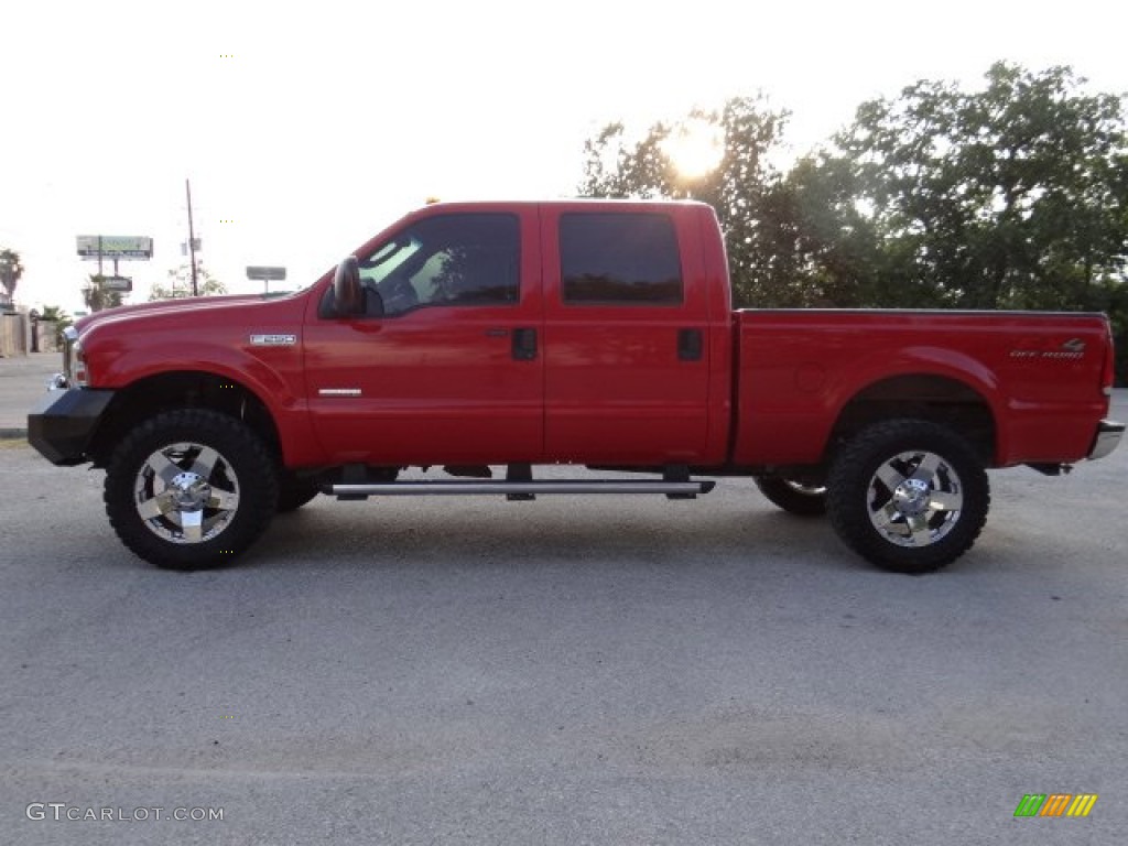 2005 F250 Super Duty Lariat Crew Cab 4x4 - Red Clearcoat / Tan photo #5