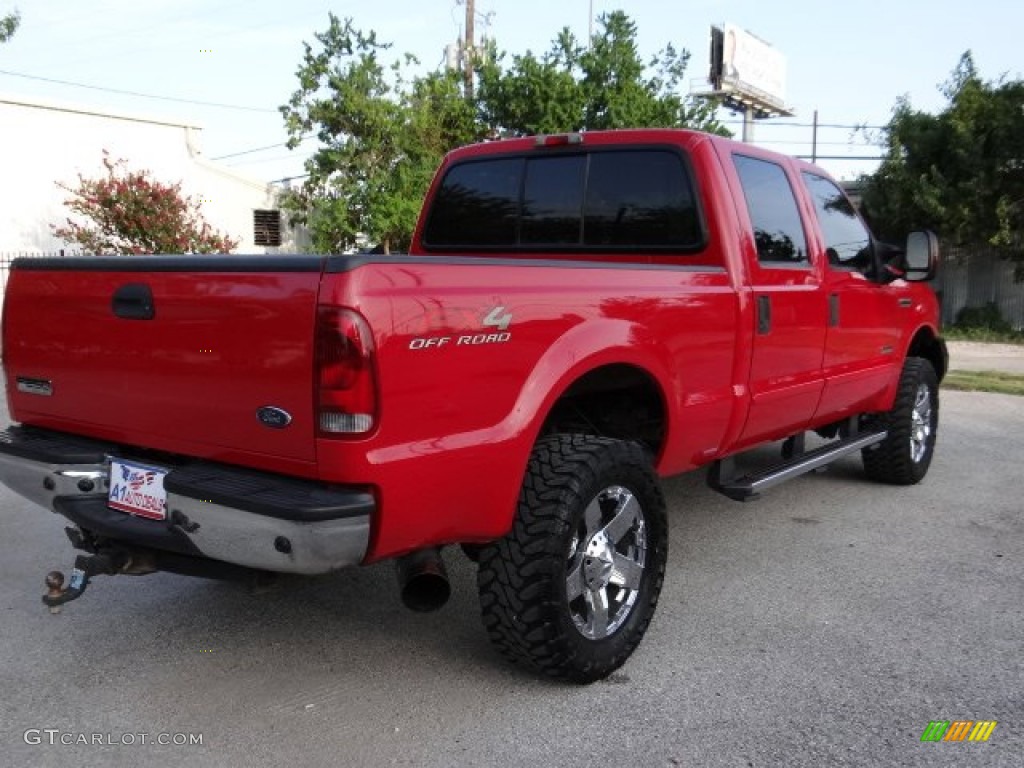 2005 F250 Super Duty Lariat Crew Cab 4x4 - Red Clearcoat / Tan photo #7