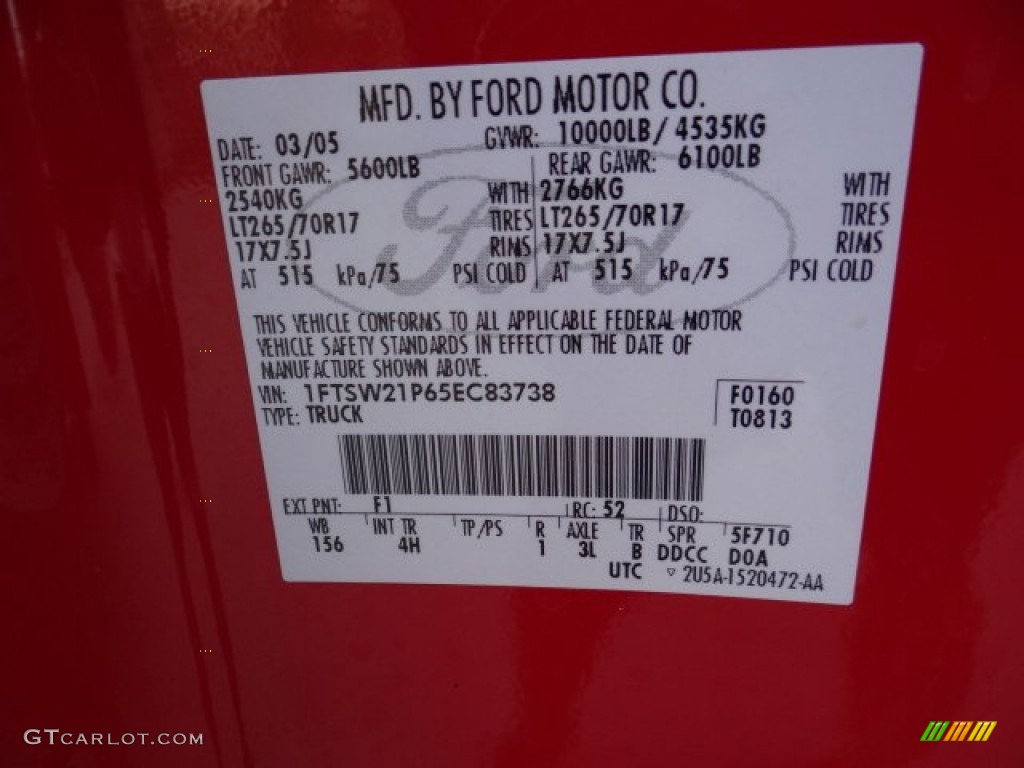 2005 F250 Super Duty Lariat Crew Cab 4x4 - Red Clearcoat / Tan photo #23