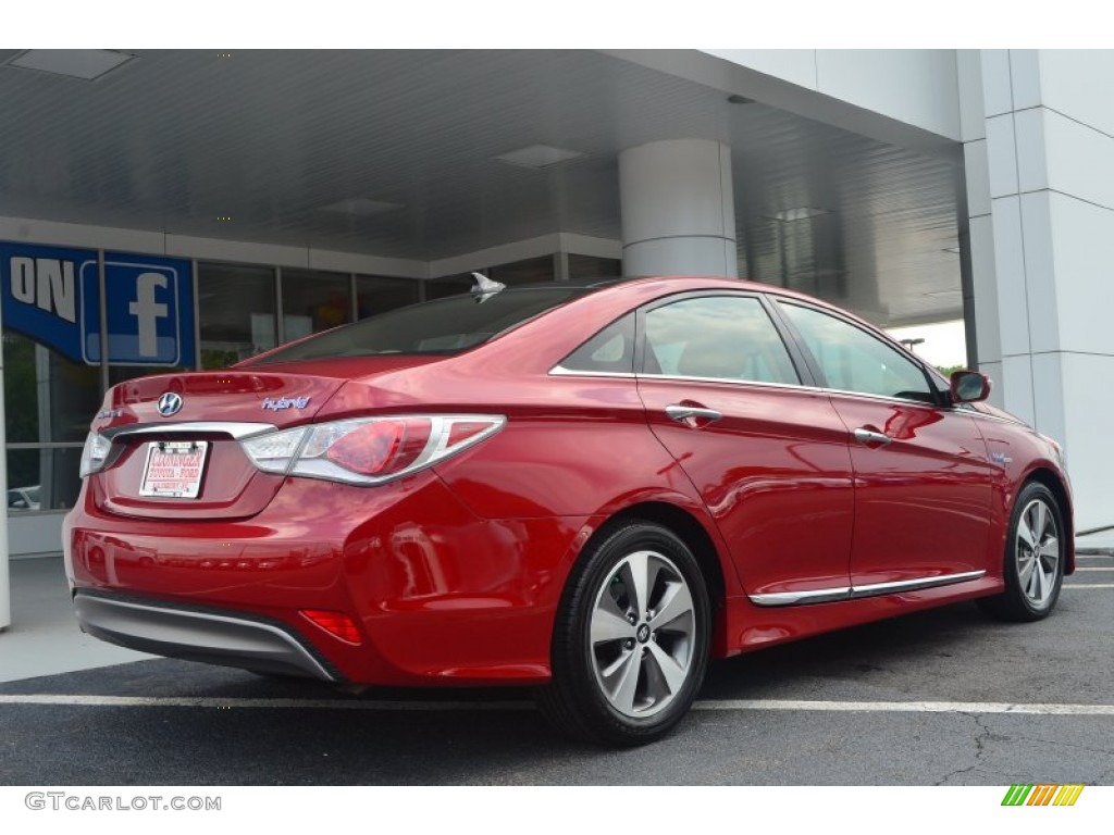 2011 Sonata Hybrid - Venetian Red / Camel photo #3
