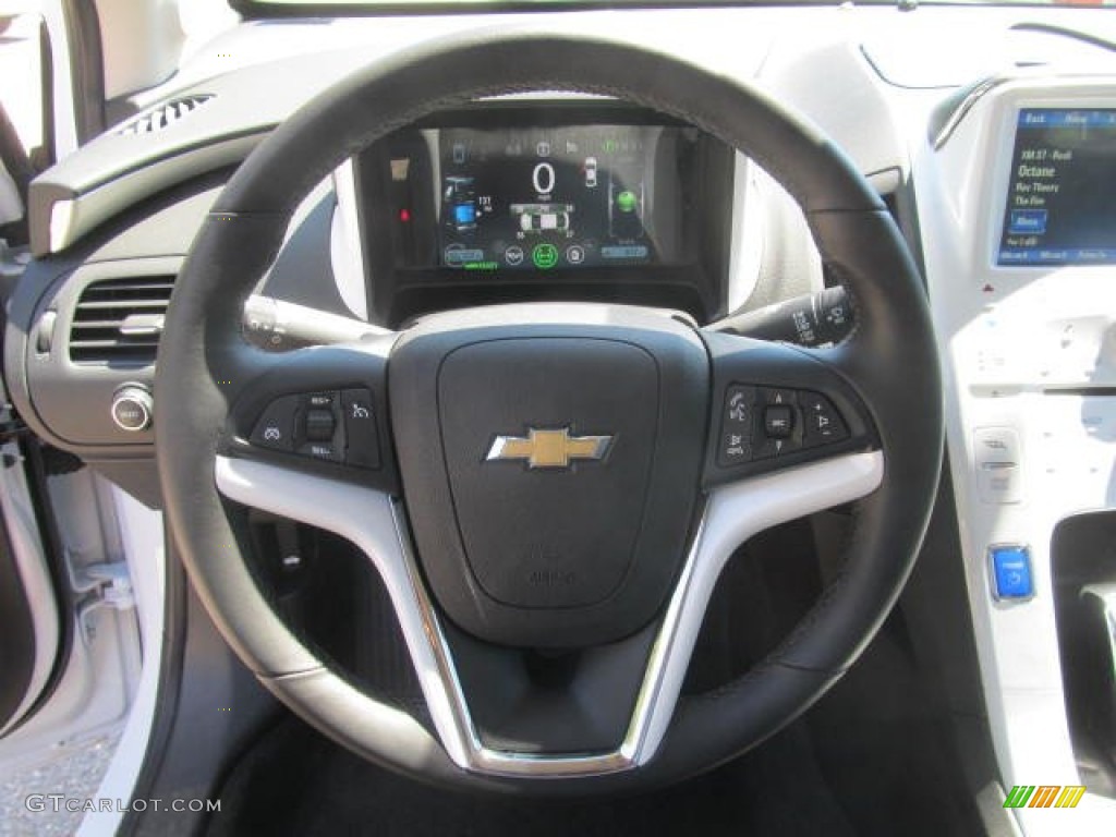 2013 Chevrolet Volt Standard Volt Model Jet Black/Ceramic White Accents Steering Wheel Photo #84262959