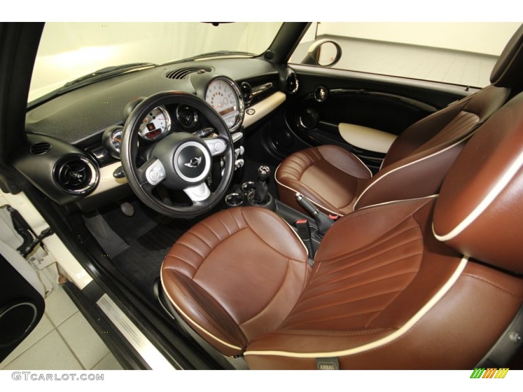 2009 Cooper Convertible - Pepper White / Hot Chocolate Leather/Cloth photo #3