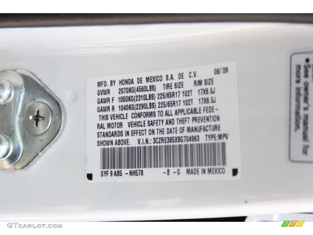 2009 CR-V EX - Taffeta White / Gray photo #31