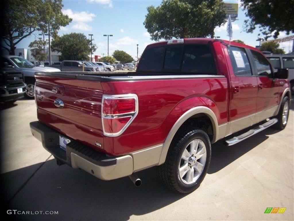 2010 F150 Lariat SuperCrew - Red Candy Metallic / Tan photo #6
