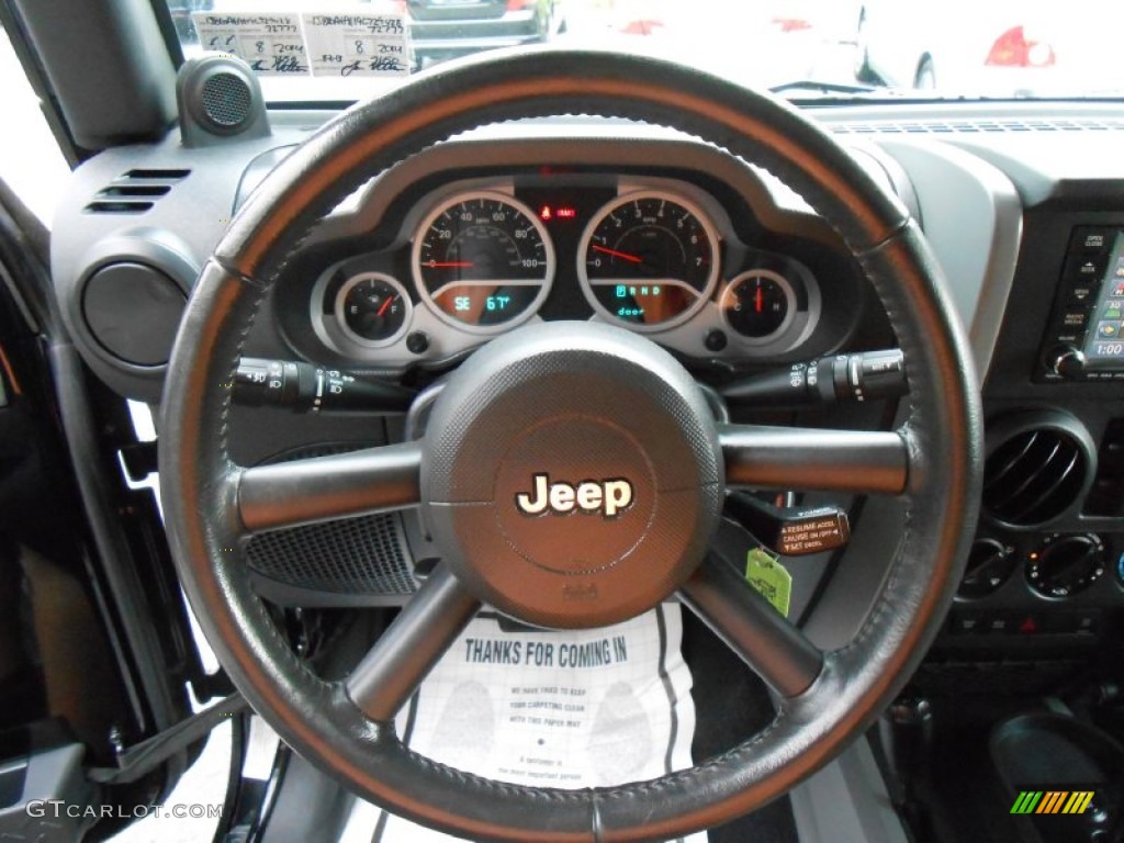2009 Jeep Wrangler Unlimited Rubicon 4x4 Dark Slate Gray/Medium Slate Gray Steering Wheel Photo #84286362