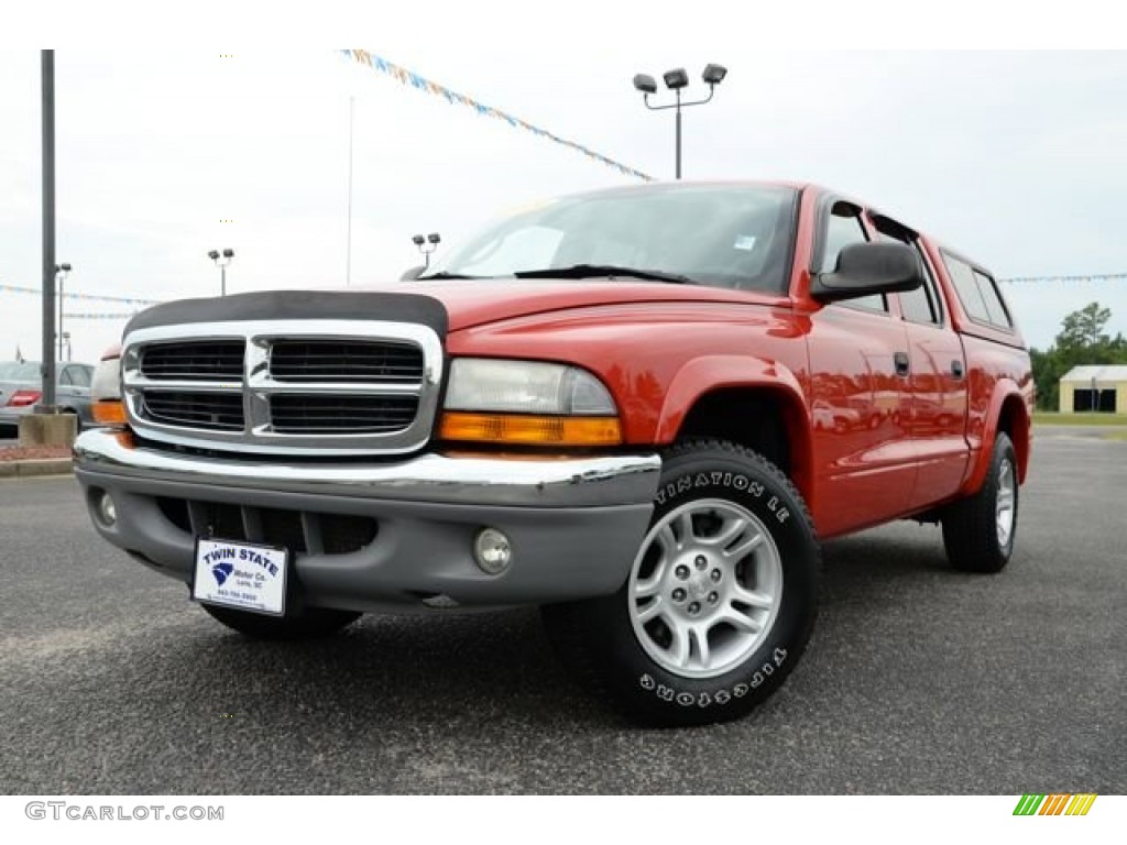 2004 Dakota SLT Quad Cab - Flame Red / Dark Slate Gray photo #1