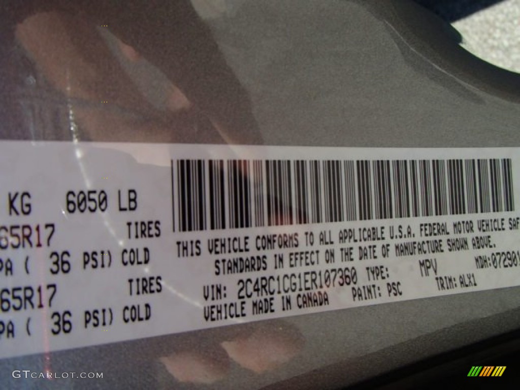 2014 Town & Country Color Code PSC for Billet Silver Metallic Photo #84289860