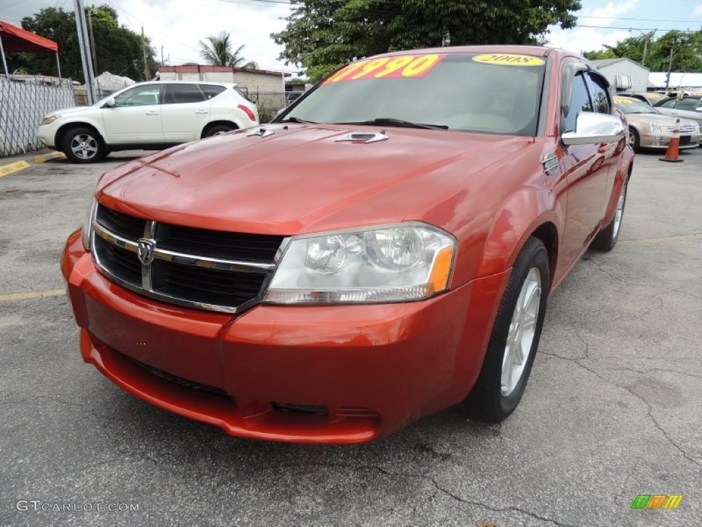 2008 Avenger SXT - Sunburst Orange Pearl / Dark Khaki/Light Graystone photo #3