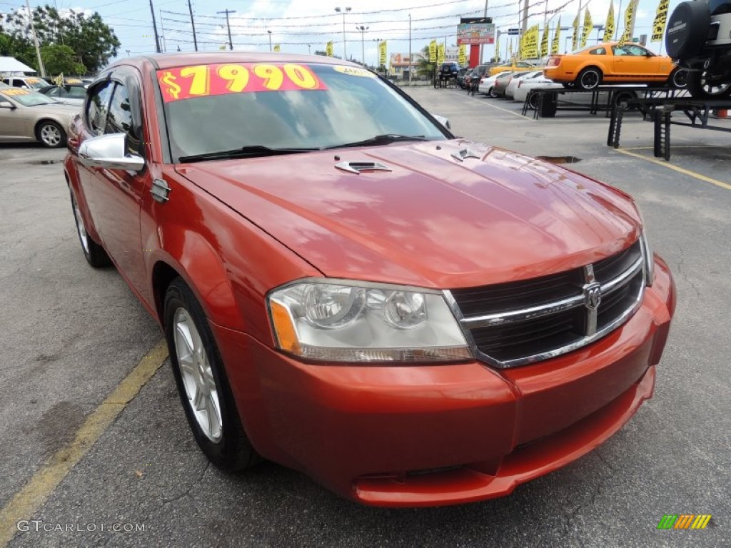 2008 Avenger SXT - Sunburst Orange Pearl / Dark Khaki/Light Graystone photo #4