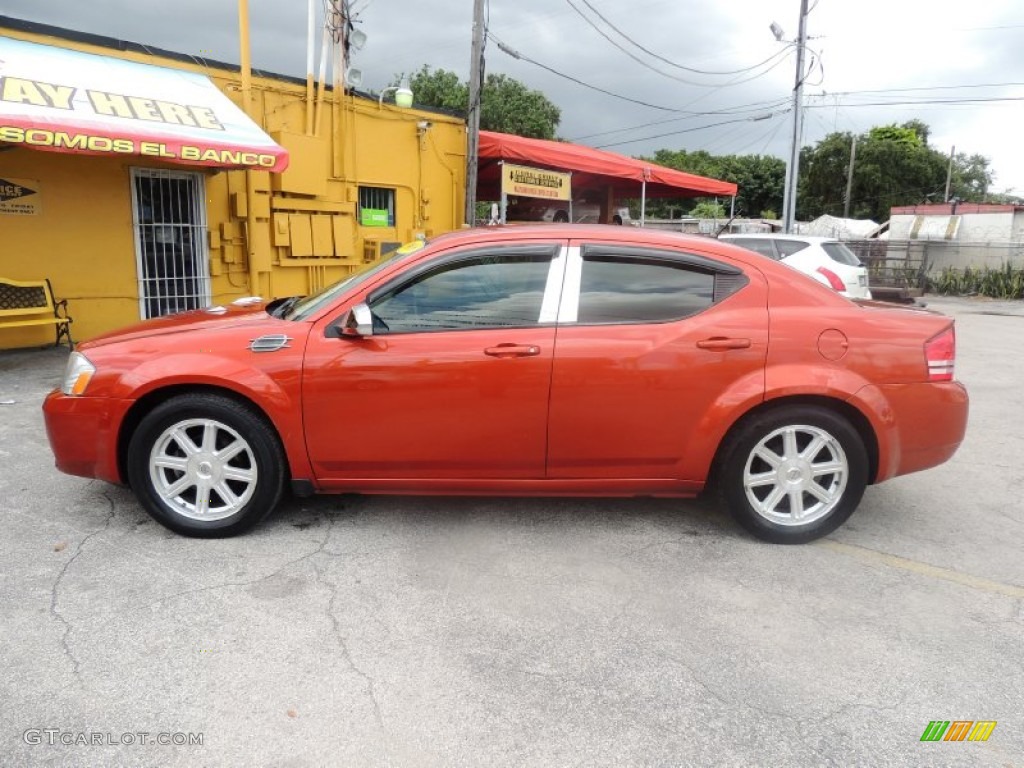 2008 Avenger SXT - Sunburst Orange Pearl / Dark Khaki/Light Graystone photo #7