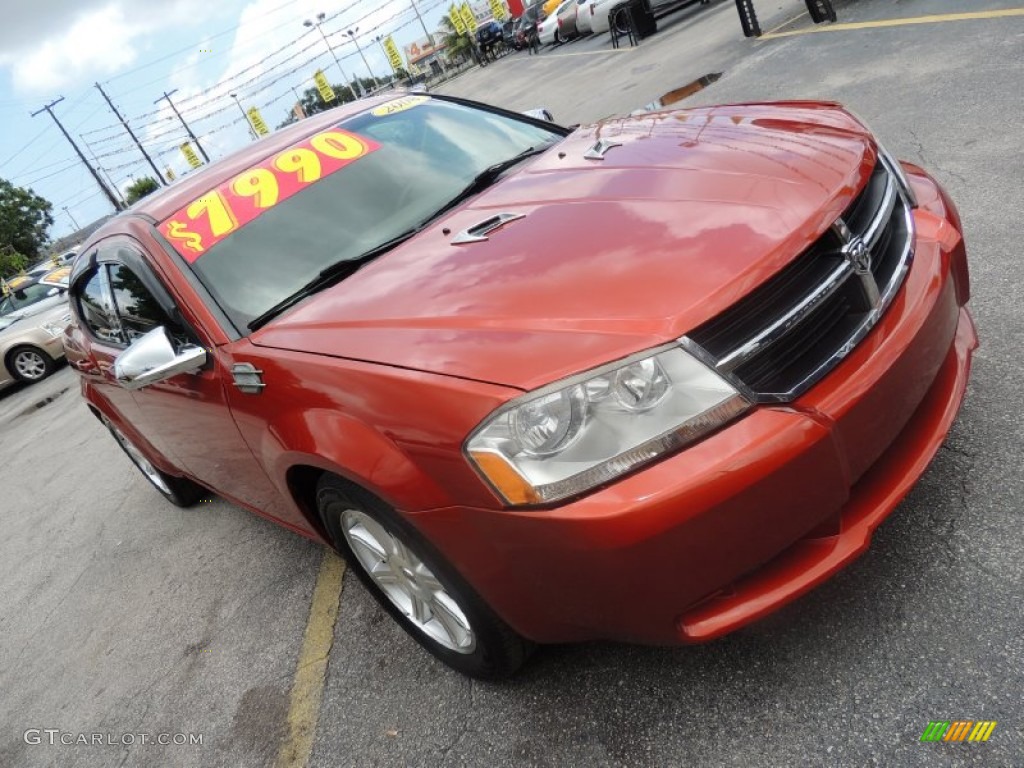 2008 Avenger SXT - Sunburst Orange Pearl / Dark Khaki/Light Graystone photo #12