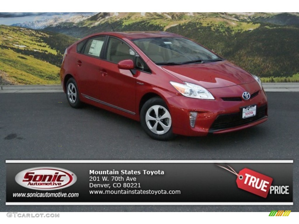 2013 Prius Two Hybrid - Barcelona Red Metallic / Bisque photo #1