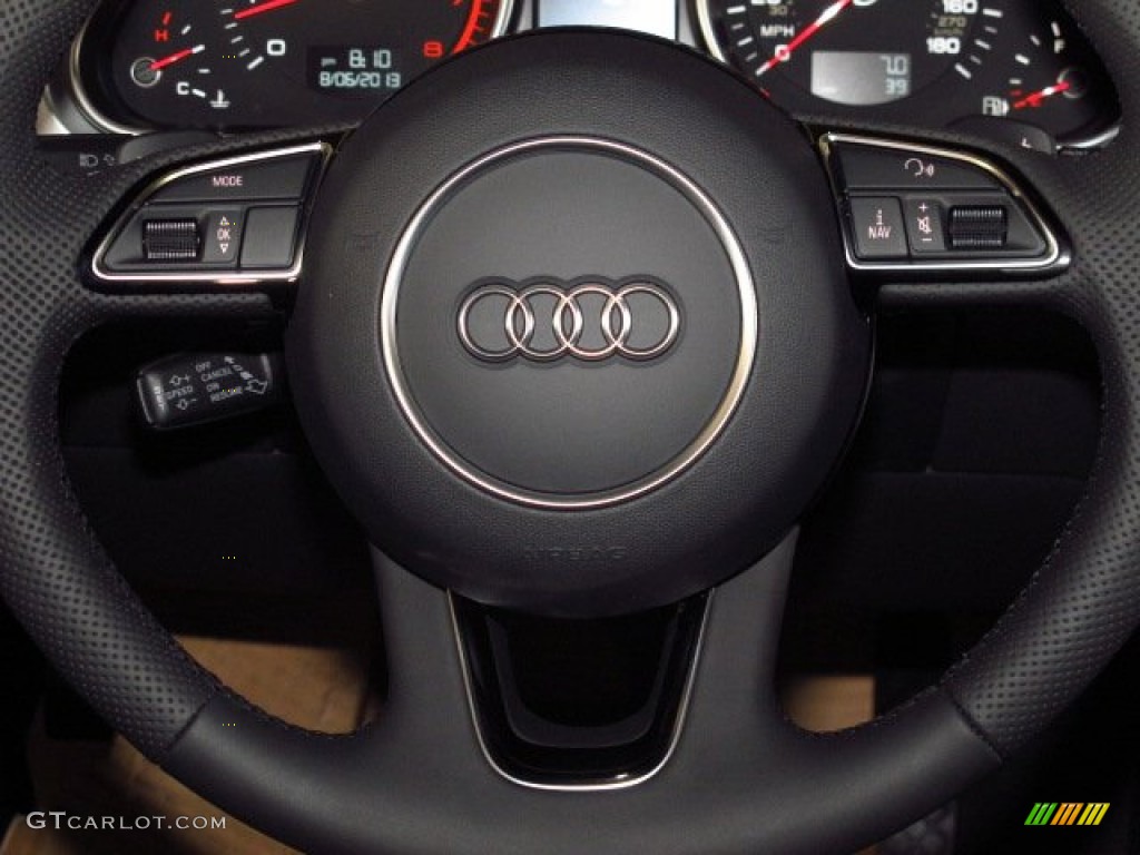 2014 Audi Q7 3.0 TFSI quattro S Line Package Black Steering Wheel Photo #84322806