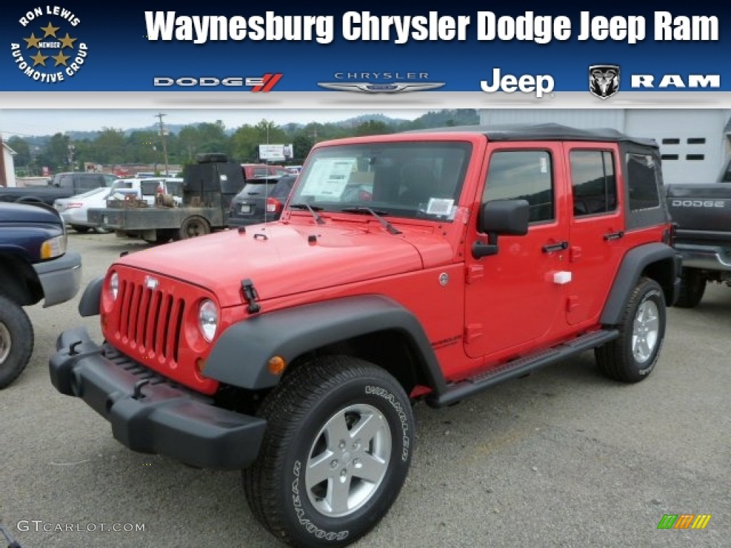 2013 Wrangler Unlimited Sport S 4x4 - Rock Lobster Red / Black photo #1