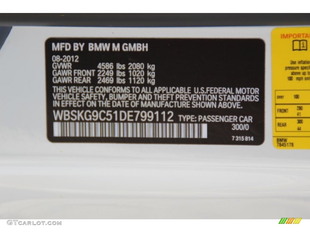 2013 M3 Color Code 300 for Alpine White Photo #84333399