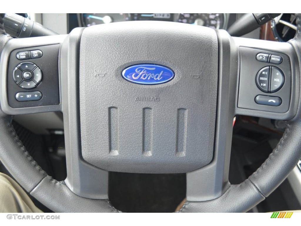 2014 Ford F250 Super Duty Lariat Crew Cab 4x4 Black Steering Wheel Photo #84341547