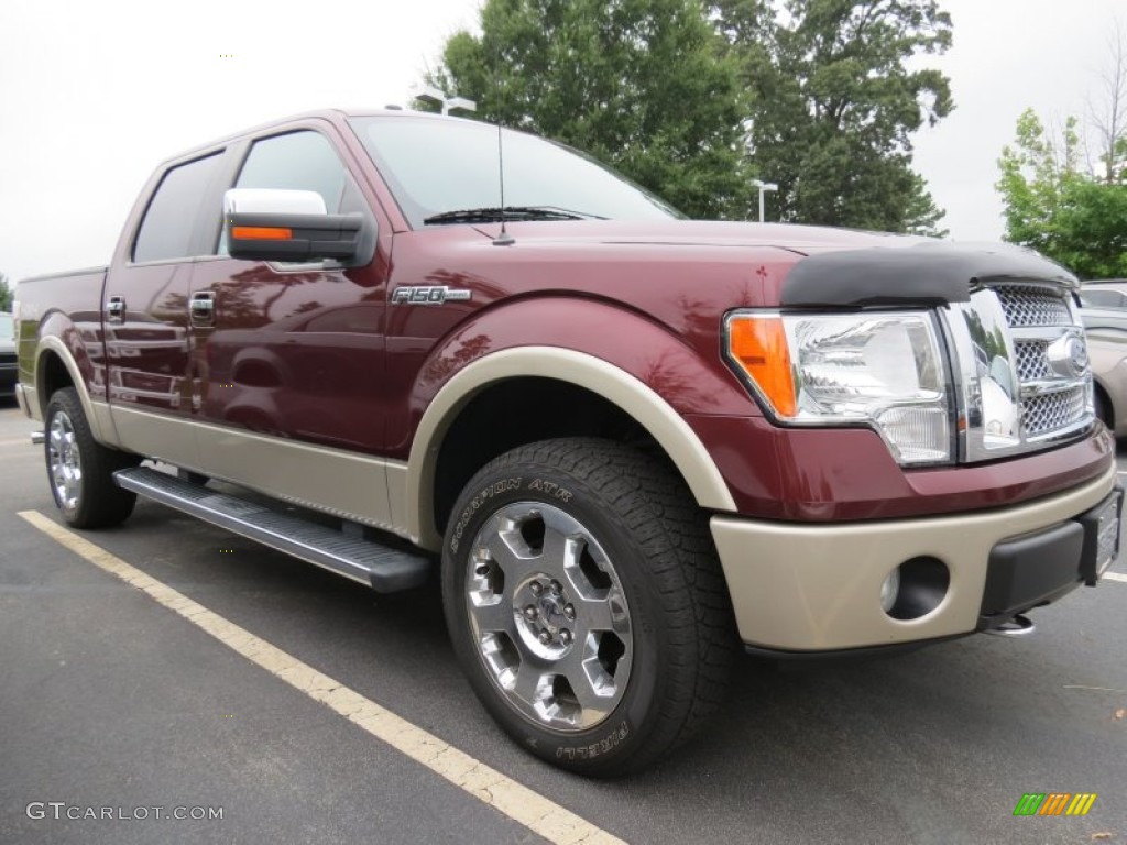 2010 F150 Lariat SuperCrew 4x4 - Royal Red Metallic / Tan photo #4