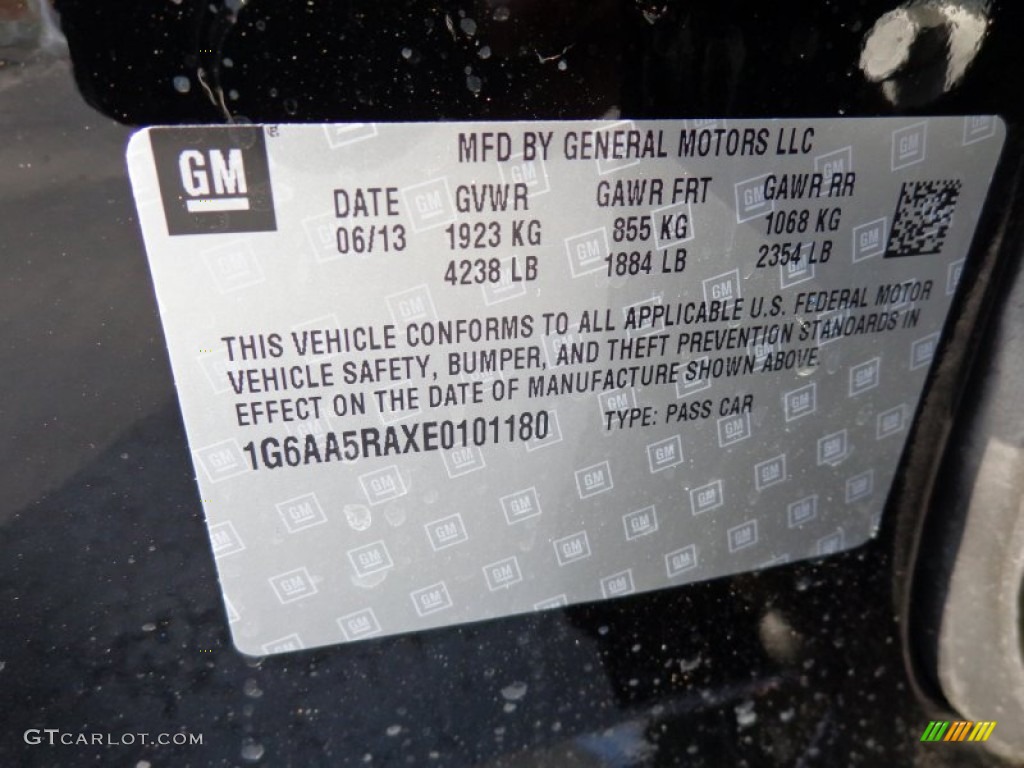 2014 Cadillac ATS 2.5L Info Tag Photo #84347184