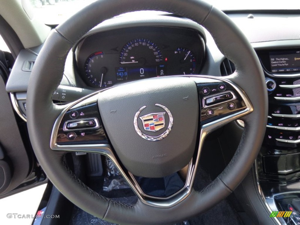 2014 Cadillac ATS 2.5L Jet Black/Jet Black Steering Wheel Photo #84347238