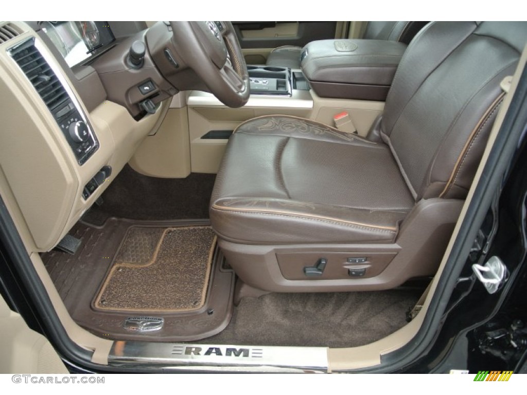 2012 Ram 1500 Laramie Longhorn Crew Cab 4x4 - Black / Light Pebble Beige/Bark Brown photo #8