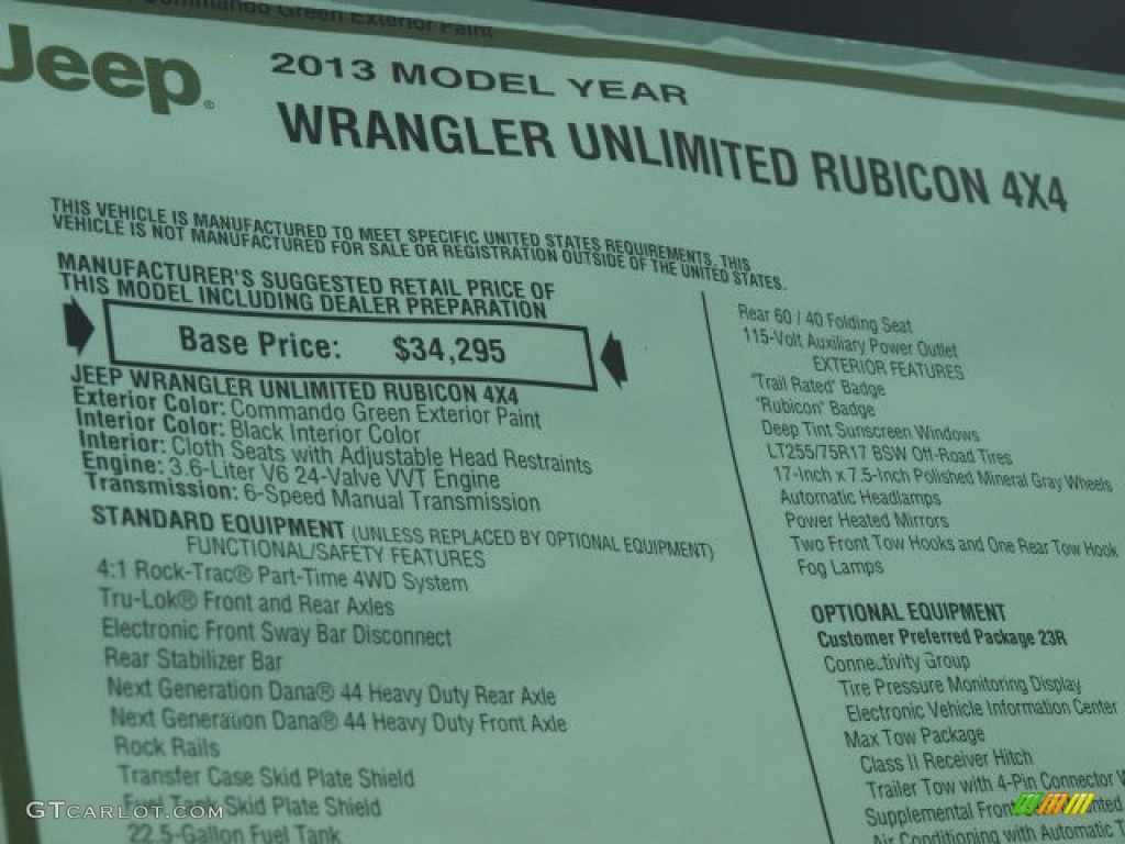 2013 Wrangler Unlimited Rubicon 4x4 - Commando Green / Black photo #8