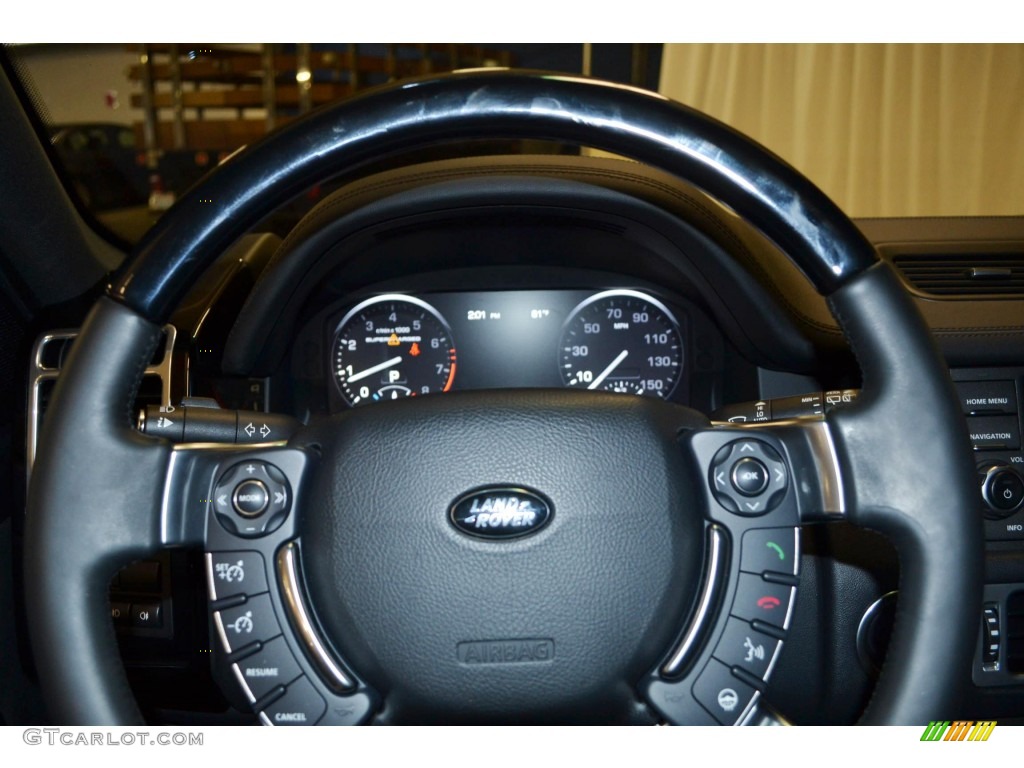 2010 Land Rover Range Rover Supercharged Jet Black Steering Wheel Photo #84354501