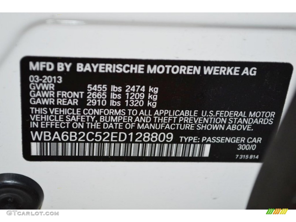 2014 BMW 6 Series 650i Gran Coupe Color Code Photos