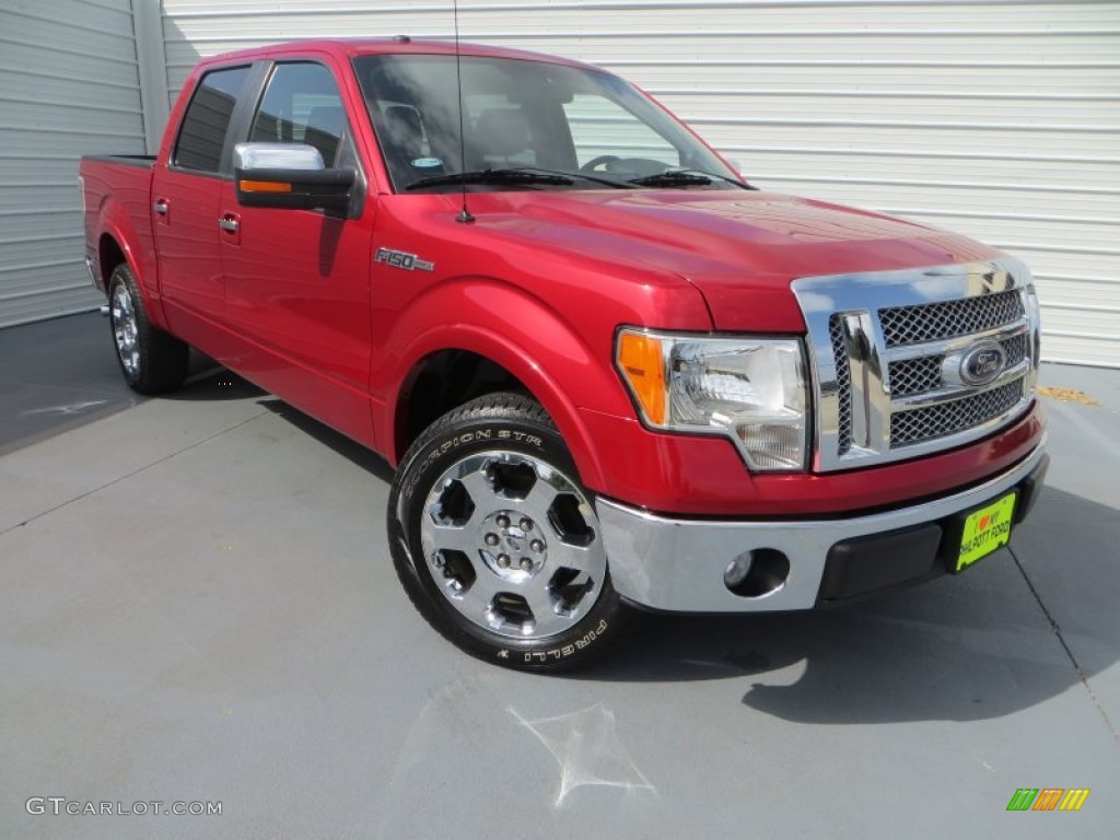 2010 F150 Lariat SuperCrew - Red Candy Metallic / Black photo #2