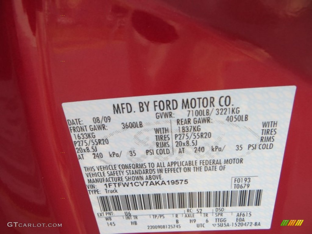 2010 F150 Lariat SuperCrew - Red Candy Metallic / Black photo #44