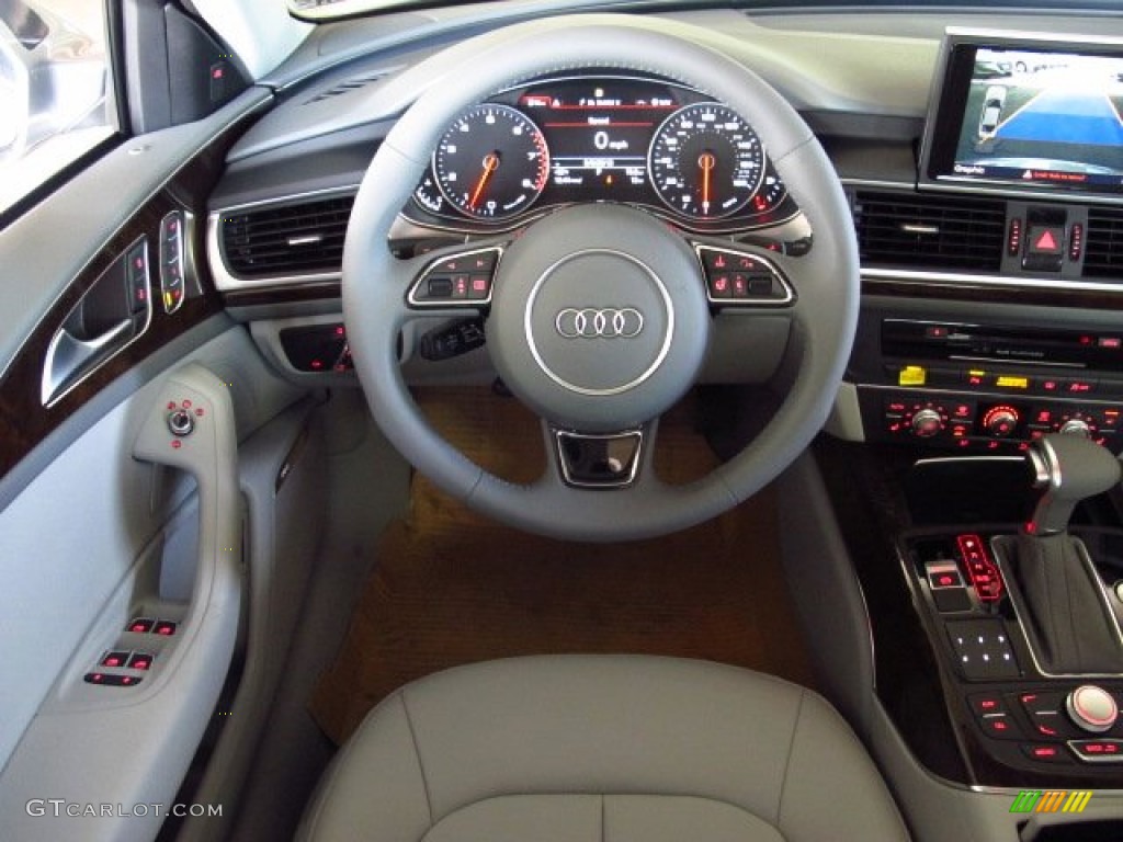 2014 Audi A6 3.0T quattro Sedan Titanium Gray Steering Wheel Photo #84360339