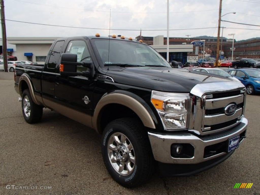 2014 F250 Super Duty Lariat SuperCab 4x4 - Green Gem Metallic / Adobe photo #2