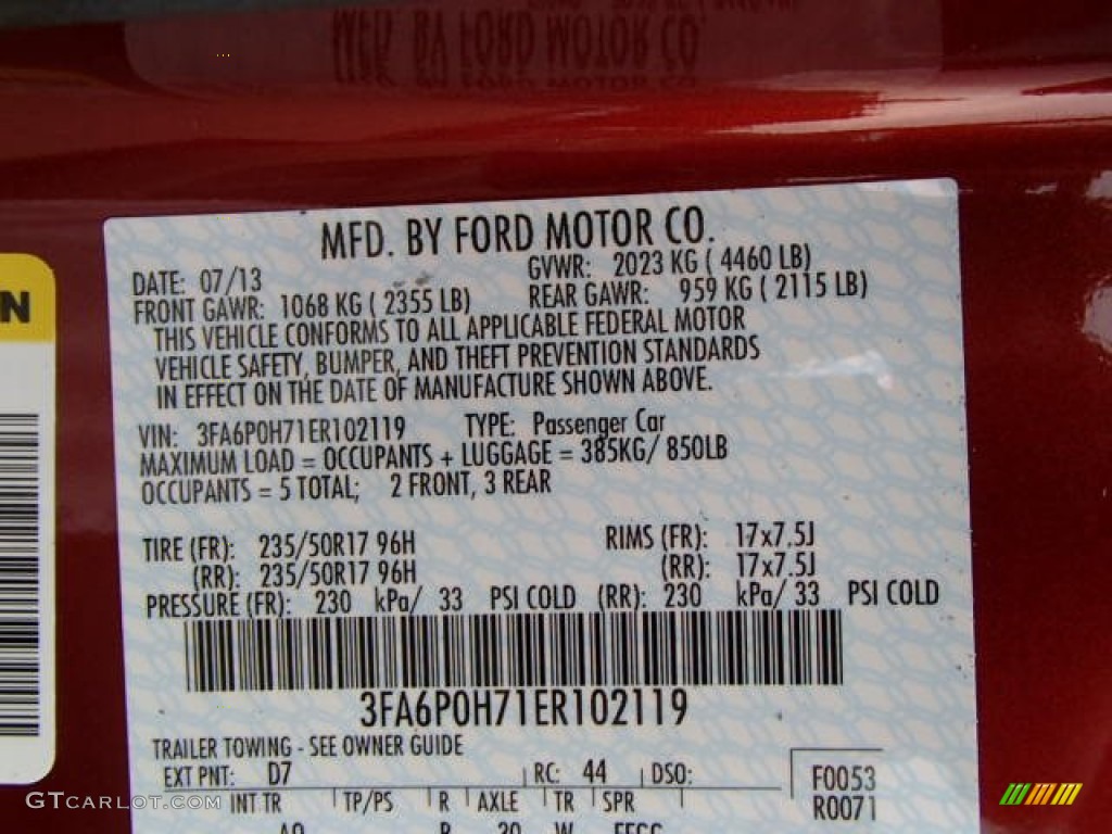 2014 Fusion Color Code D7 for Sunset Photo #84367476