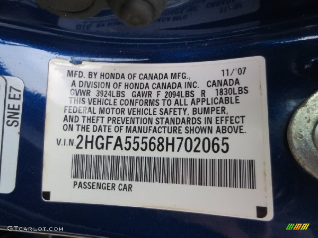 2008 Civic Si Sedan - Fiji Blue Pearl / Black photo #18