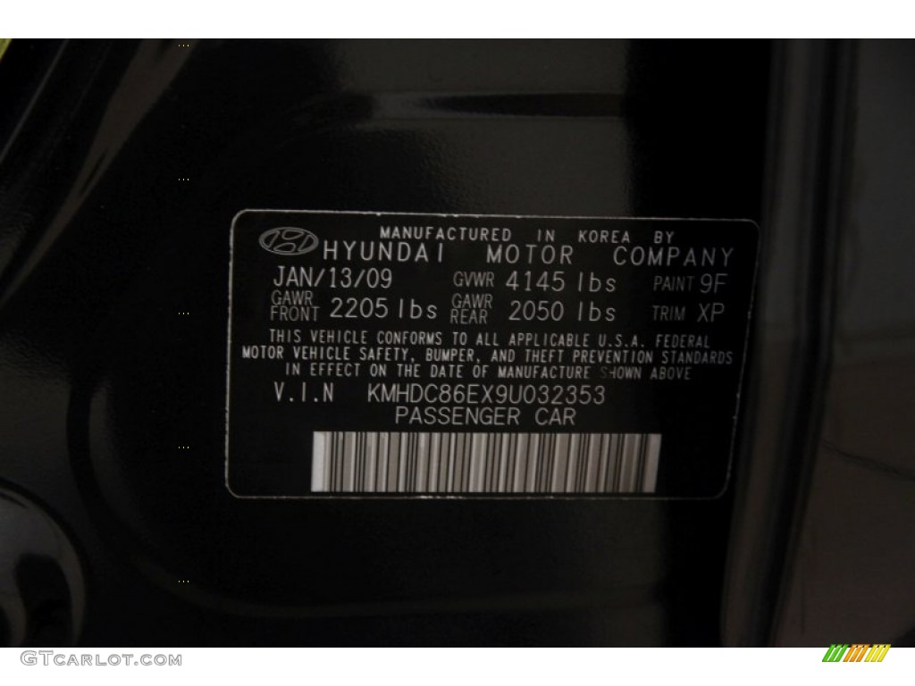 2009 Elantra Touring - Black Pearl / Black photo #16