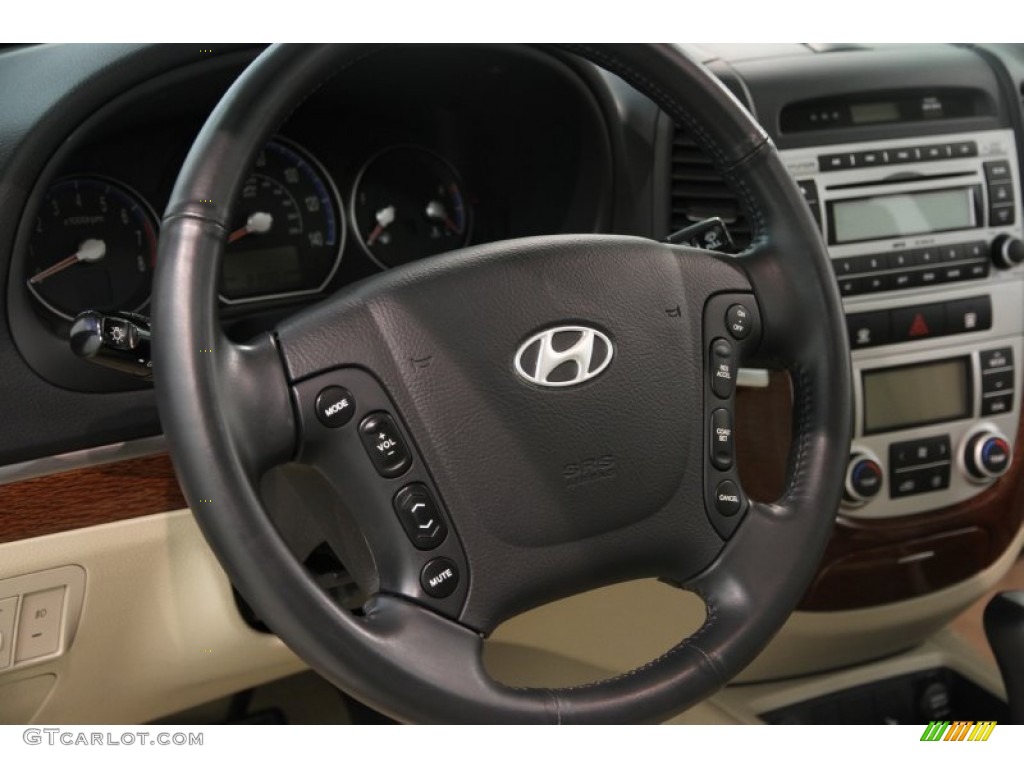 2007 Hyundai Santa Fe Limited Beige Steering Wheel Photo #84369990