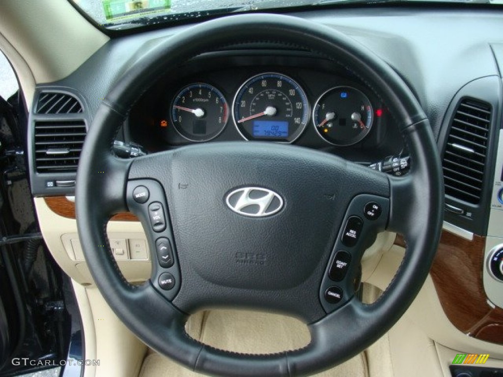 2007 Hyundai Santa Fe Limited Beige Steering Wheel Photo #84381033