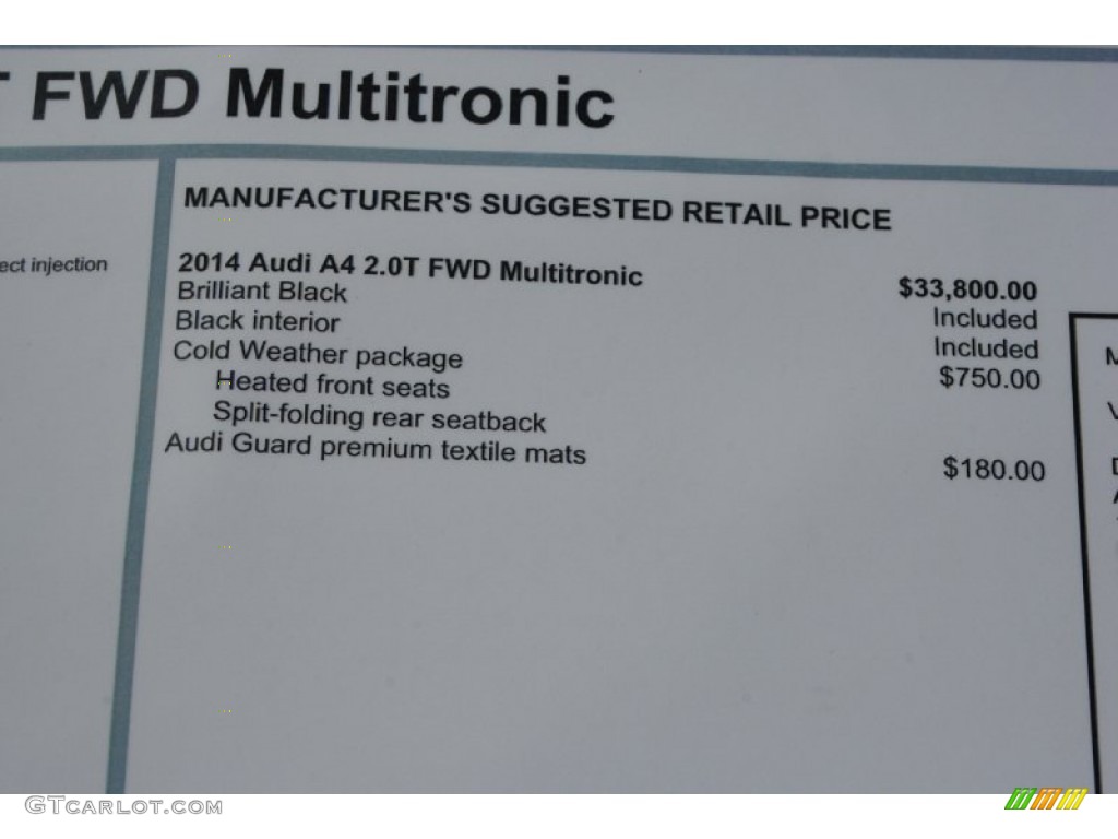2014 Audi A4 2.0T Sedan Window Sticker Photo #84381219