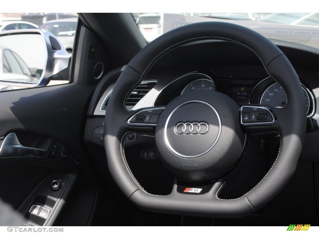 2014 Audi S5 3.0T Premium Plus quattro Coupe Black Steering Wheel Photo #84384465