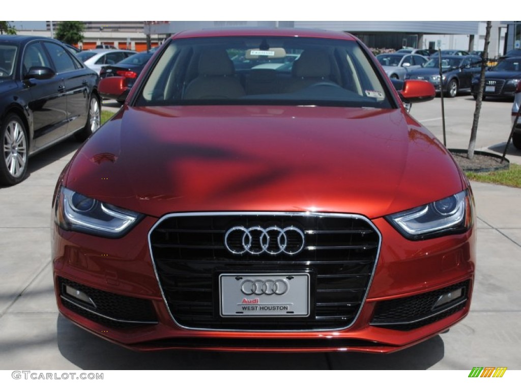 2014 A4 2.0T Sedan - Volcano Red Metallic / Velvet Beige photo #2